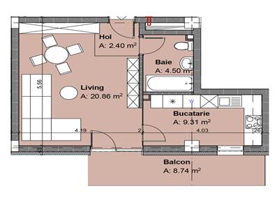 Apartament 1 camera, Zona Bucium Bellaria, Complex Rezidential, pret 53700 Euro