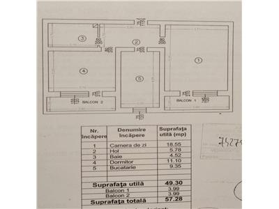 Apartament 2 camere, 57 mp, etaj 2, Popas Pacurari  68.000 euro