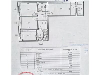 Apartament 3 camere, DaciaZimbru, 71mp, etaj intermediar  89000 euro